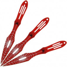 Set of 3 Spiderman Style 9 inch Throwing Knives Red