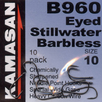 Kamasan B960 Hooks Eyed Stillwater Barbless Hook Size 10