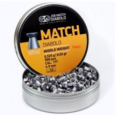 JSB Diabolo Match Flat Head Middle Weight 4.48mm .177 calibre 8.02gr tin of 500 Yellow